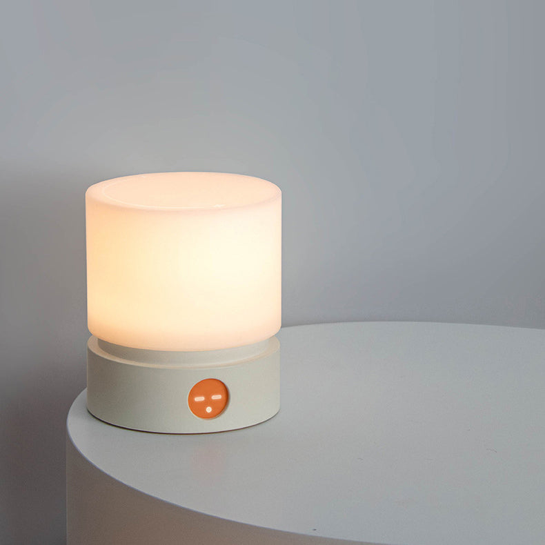 Hjemix | Moderne nordisk timer oppladbar ABS HIPS silikon sylinder LED bordlampe nattlys for natbordet
