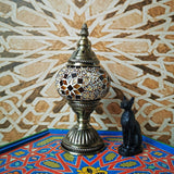 Hjemix | Tradisjonell Tiffany Oval Glass Jern 1-Lys Bordlampe for Stuen