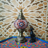 Hjemix | Tradisjonell Tiffany Oval Glass Jern 1-Lys Bordlampe for Stuen