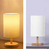 Hjemix | Tradisjonell japansk sylinder trestoff 1-lamps bordlampe for stuen