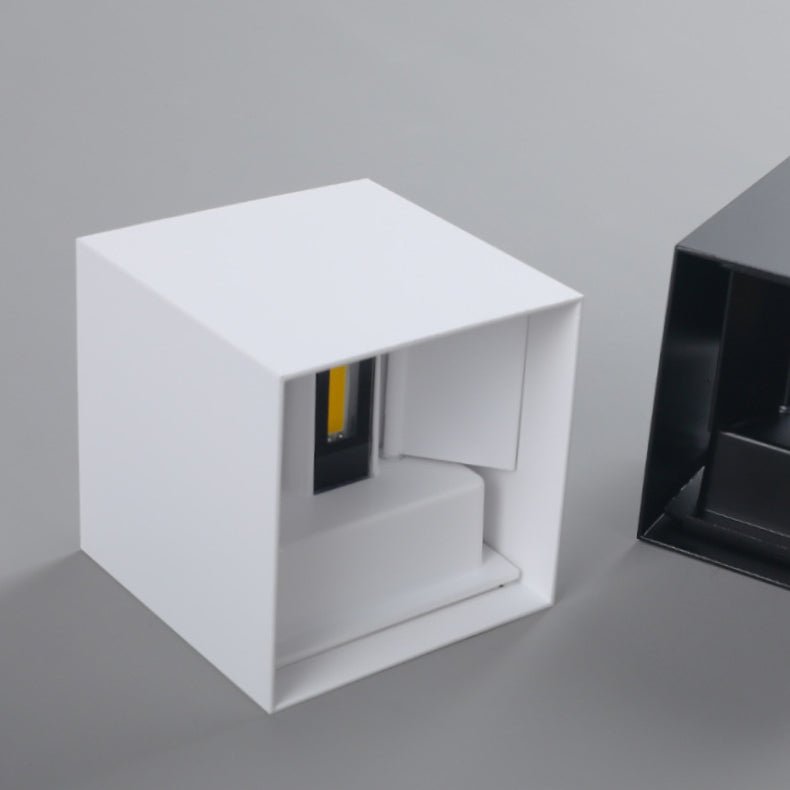 Hjemix | Moderne Minimalistisk Vanntett kube Opp Ned Aluminium Glass Induksjon LED Vegg Lys Lamper For Soverom
