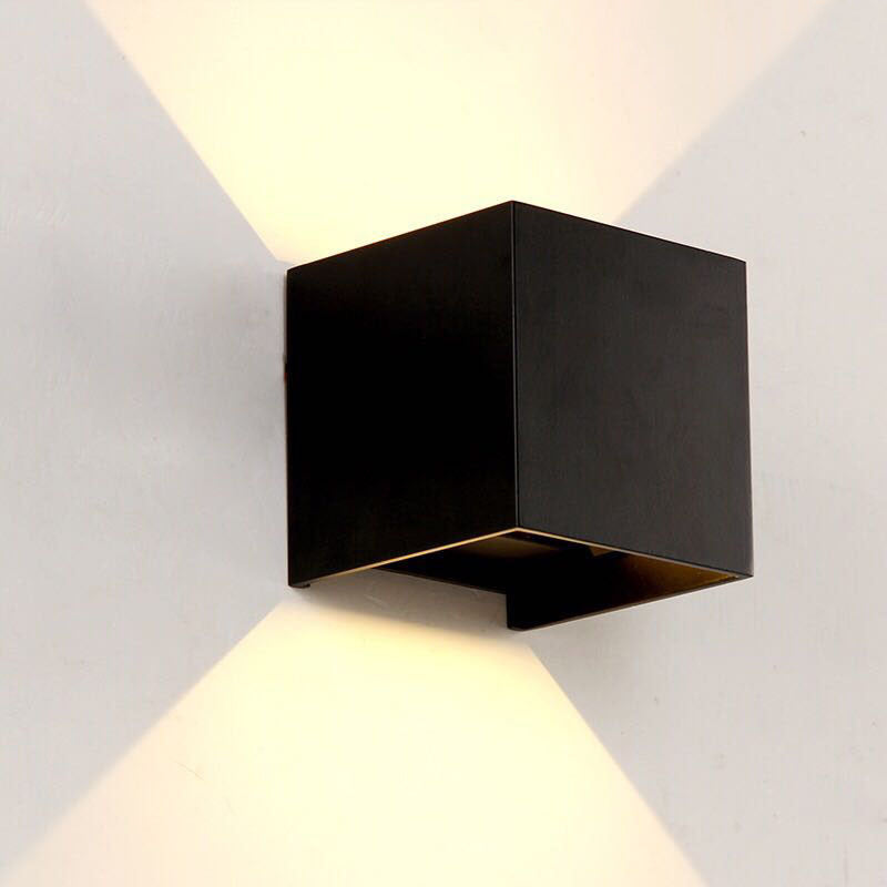 Hjemix | Moderne Minimalistisk Vanntett kube Opp Ned Aluminium Glass Induksjon LED Vegg Lys Lamper For Soverom