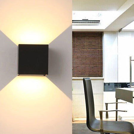 Hjemix | Moderne Minimalistisk Vanntett kube Opp Ned Aluminium Glass Induksjon LED Vegg Lys Lamper For Soverom