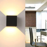 Hjemix | Moderne Minimalistisk Vanntett kube Opp Ned Aluminium Glass Induksjon LED Vegg Lys Lamper For Soverom