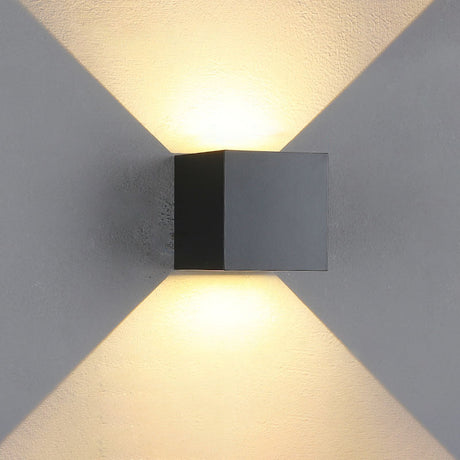 Hjemix | Moderne Minimalistisk Vanntett kube Opp Ned Aluminium Glass Induksjon LED Vegg Lys Lamper For Soverom