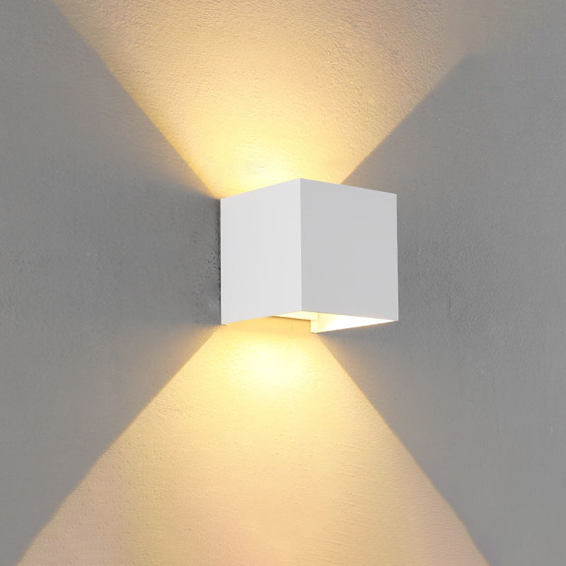 Hjemix | Moderne Minimalistisk Vanntett kube Opp Ned Aluminium Glass Induksjon LED Vegg Lys Lamper For Soverom