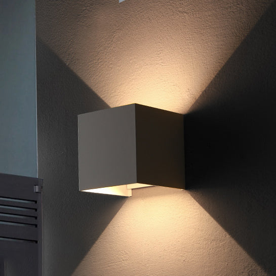 Hjemix | Moderne Minimalistisk Vanntett kube Opp Ned Aluminium Glass Induksjon LED Vegg Lys Lamper For Soverom
