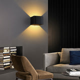 Hjemix | Moderne Minimalistisk Vanntett kube Opp Ned Aluminium Glass Induksjon LED Vegg Lys Lamper For Soverom