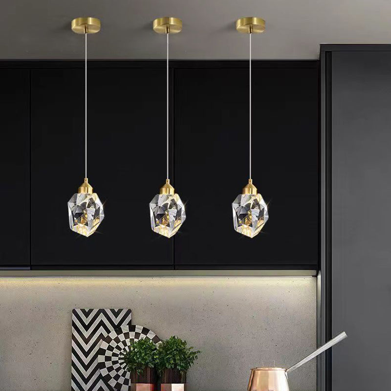 Hjemix | Luksus Diamant Kube Krystall Jern LED Pendellampe For Soverom