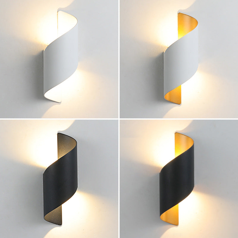 Hjemix | Moderne Minimalistisk Vanntett Spiral Aluminiums Akryl LED Vegglampe for Soverom