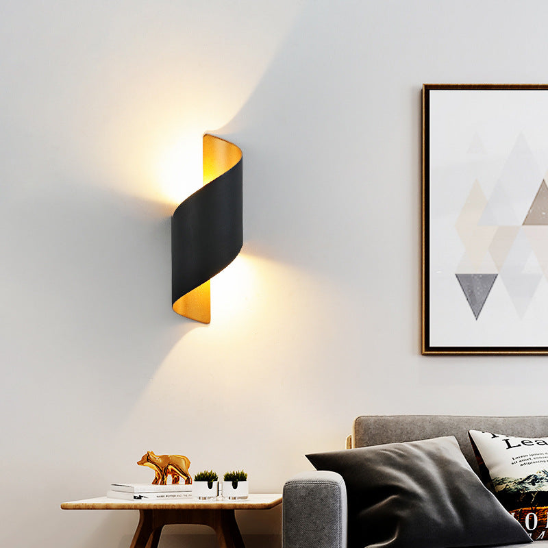 Hjemix | Moderne Minimalistisk Vanntett Spiral Aluminiums Akryl LED Vegglampe for Soverom