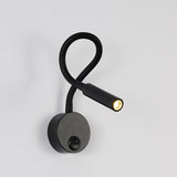 Hjemix | Modern Minimalist Iron Round Flexible Bend Tube LED Reading Lamp Wall Sconce Lamp for Bedroom