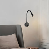 Hjemix | Modern Minimalist Iron Round Flexible Bend Tube LED Reading Lamp Wall Sconce Lamp for Bedroom