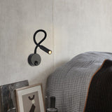 Hjemix | Modern Minimalist Iron Round Flexible Bend Tube LED Reading Lamp Wall Sconce Lamp for Bedroom