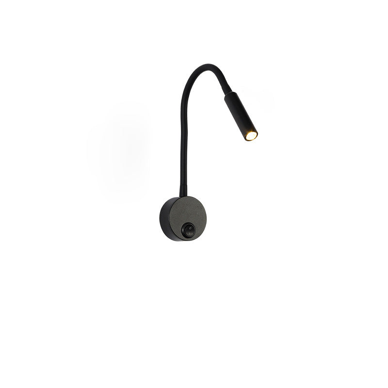 Hjemix | Modern Minimalist Iron Round Flexible Bend Tube LED Reading Lamp Wall Sconce Lamp for Bedroom