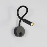 Hjemix | Modern Minimalist Iron Round Flexible Bend Tube LED Reading Lamp Wall Sconce Lamp for Bedroom