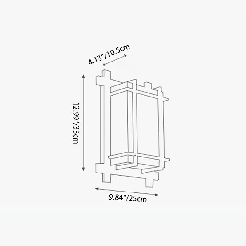 Hjemix | Tradisjonell japansk rektangulær massiv tre ramme faux pergamentskjerm 2-lampe vegglampe for soverom