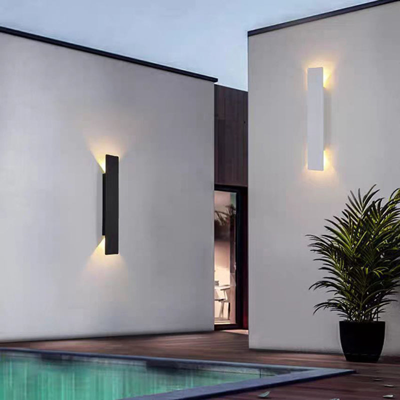 Hjemix | Moderne Minimalistisk Lang Stripe Aluminium Akryl LED Vanntett Vegglampe For Utendørs Patio