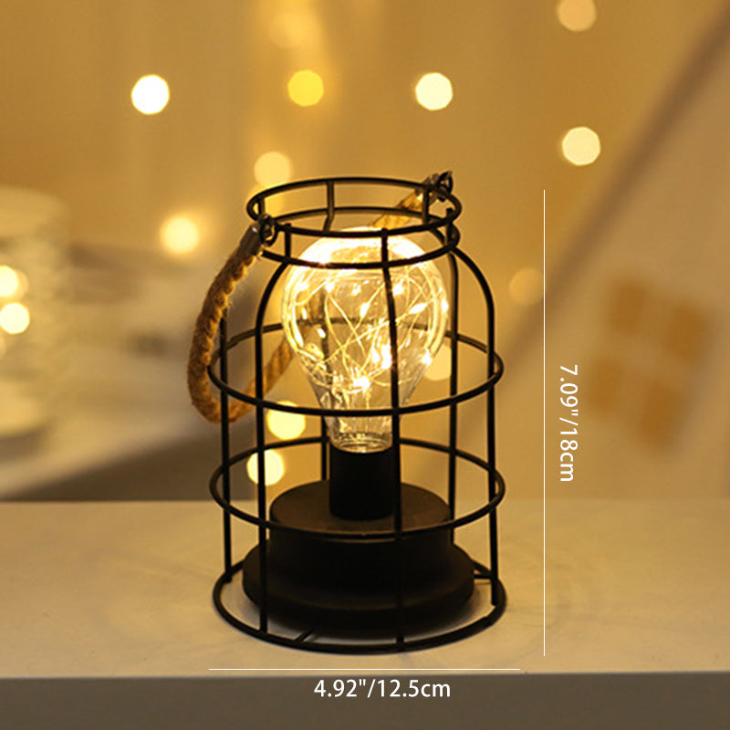 Hjemix | Moderne Minimalist Vertikale Stripete Firkantrund Jern LED Bordlampe For Stue
