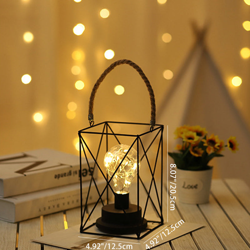 Hjemix | Moderne Minimalist Vertikale Stripete Firkantrund Jern LED Bordlampe For Stue