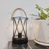 Hjemix | Moderne Minimalist Vertikale Stripete Firkantrund Jern LED Bordlampe For Stue
