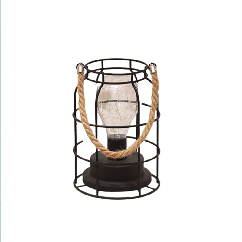 Hjemix | Moderne Minimalist Vertikale Stripete Firkantrund Jern LED Bordlampe For Stue