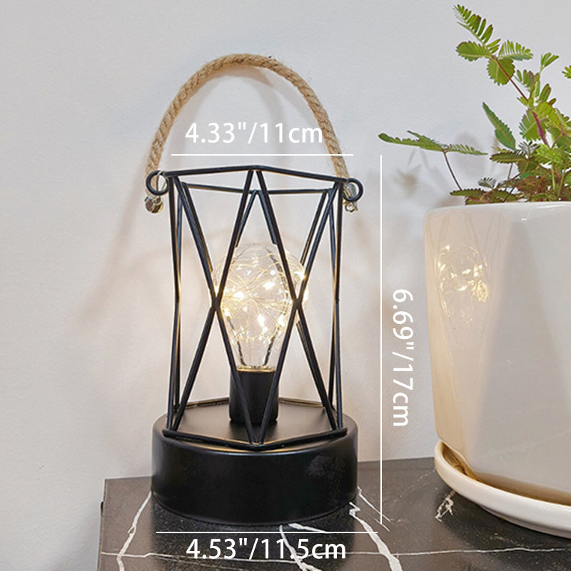 Hjemix | Moderne Minimalist Vertikale Stripete Firkantrund Jern LED Bordlampe For Stue