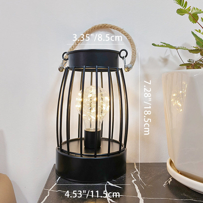 Hjemix | Moderne Minimalist Vertikale Stripete Firkantrund Jern LED Bordlampe For Stue