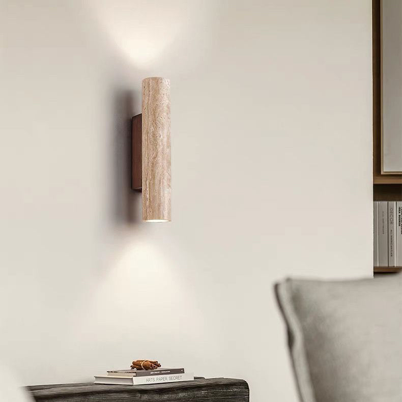 Hjemix | Nordivea Travertin Vegglampe | Skandinavisk Design | 2-Lys | Tre & Travertin