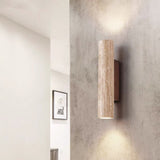 Hjemix | Nordivea Travertin Vegglampe | Skandinavisk Design | 2-Lys | Tre & Travertin