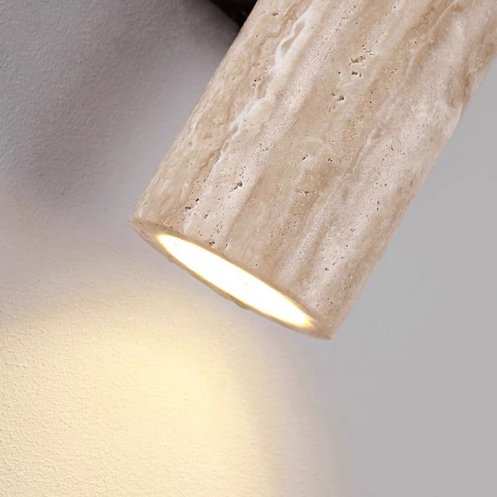 Hjemix | Nordivea Travertin Vegglampe | Skandinavisk Design | 2-Lys | Tre & Travertin