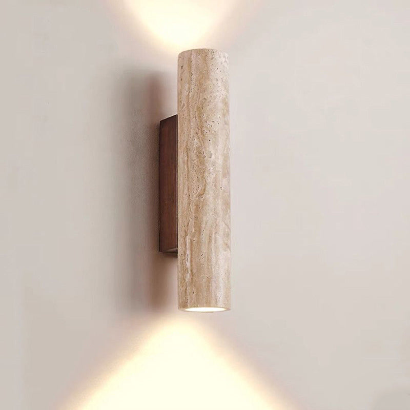 Hjemix | Nordivea Travertin Vegglampe | Skandinavisk Design | 2-Lys | Tre & Travertin