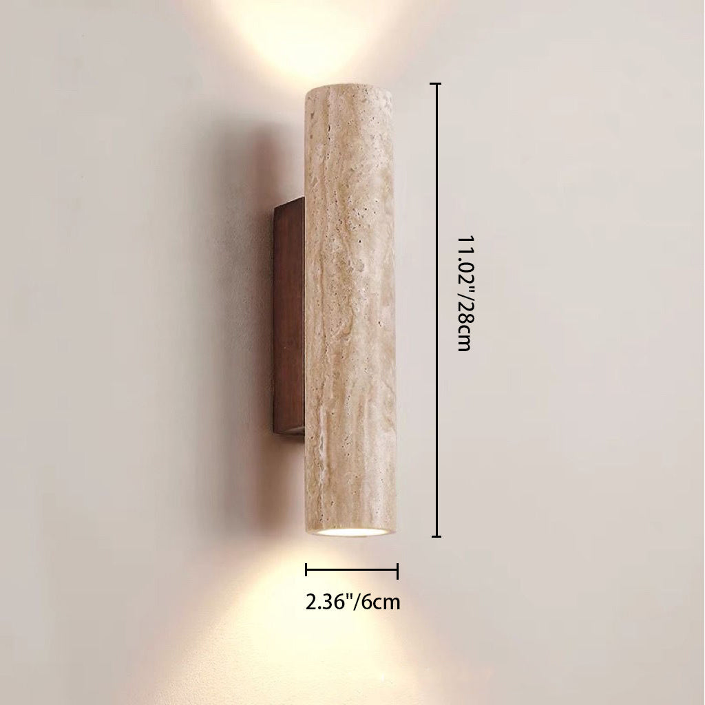 Hjemix | Nordivea Travertin Vegglampe | Skandinavisk Design | 2-Lys | Tre & Travertin