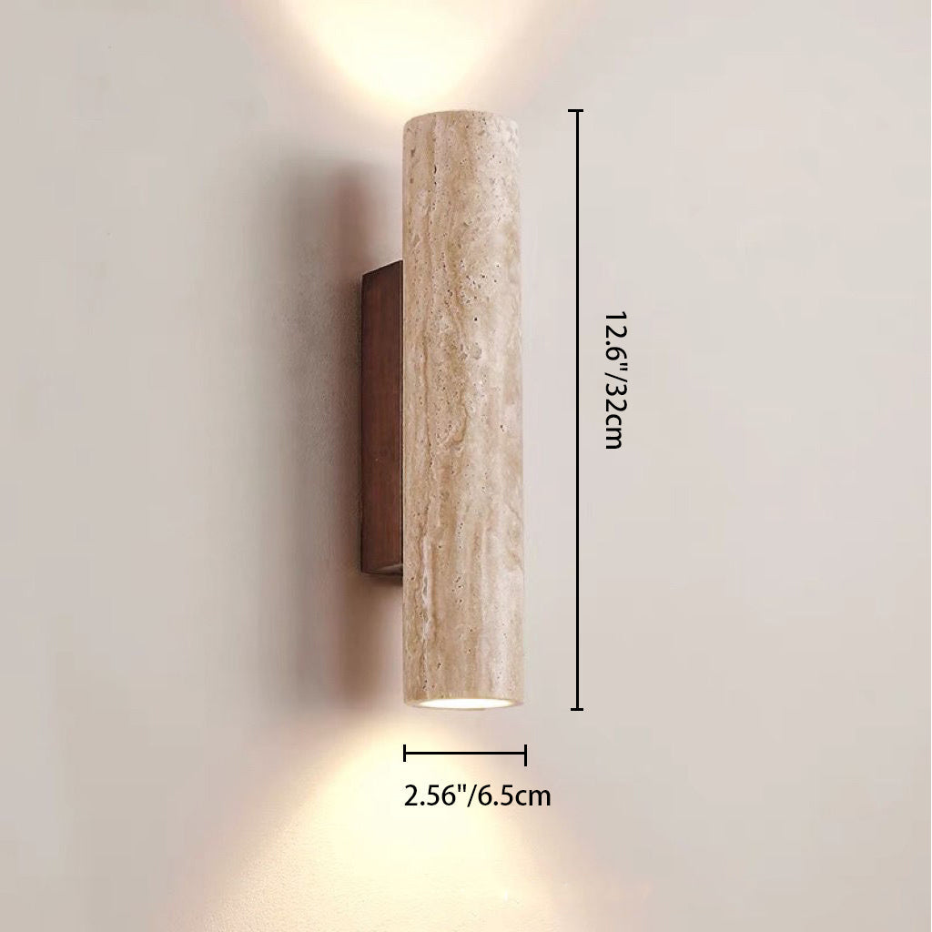 Hjemix | Nordivea Travertin Vegglampe | Skandinavisk Design | 2-Lys | Tre & Travertin