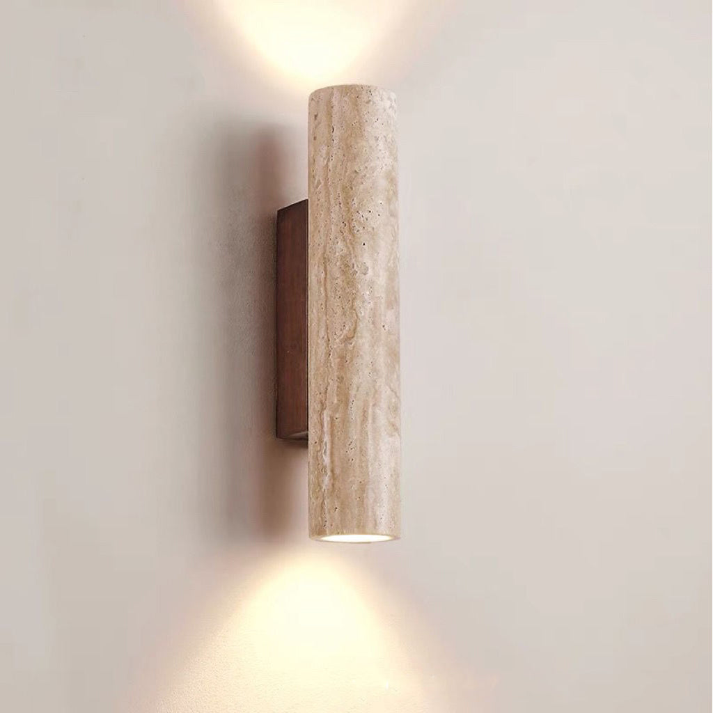 Hjemix | Nordivea Travertin Vegglampe | Skandinavisk Design | 2-Lys | Tre & Travertin