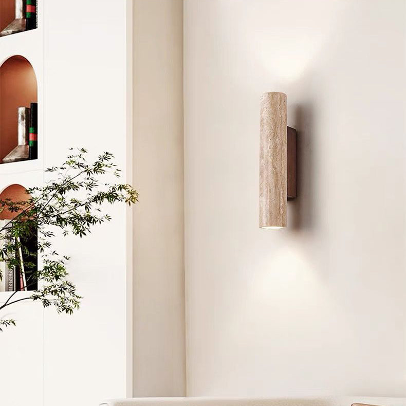Hjemix | Nordivea Travertin Vegglampe | Skandinavisk Design | 2-Lys | Tre & Travertin