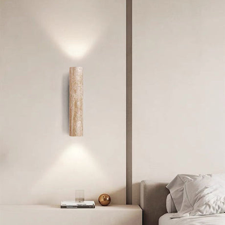 Hjemix | Nordivea Travertin Vegglampe | Skandinavisk Design | 2-Lys | Tre & Travertin