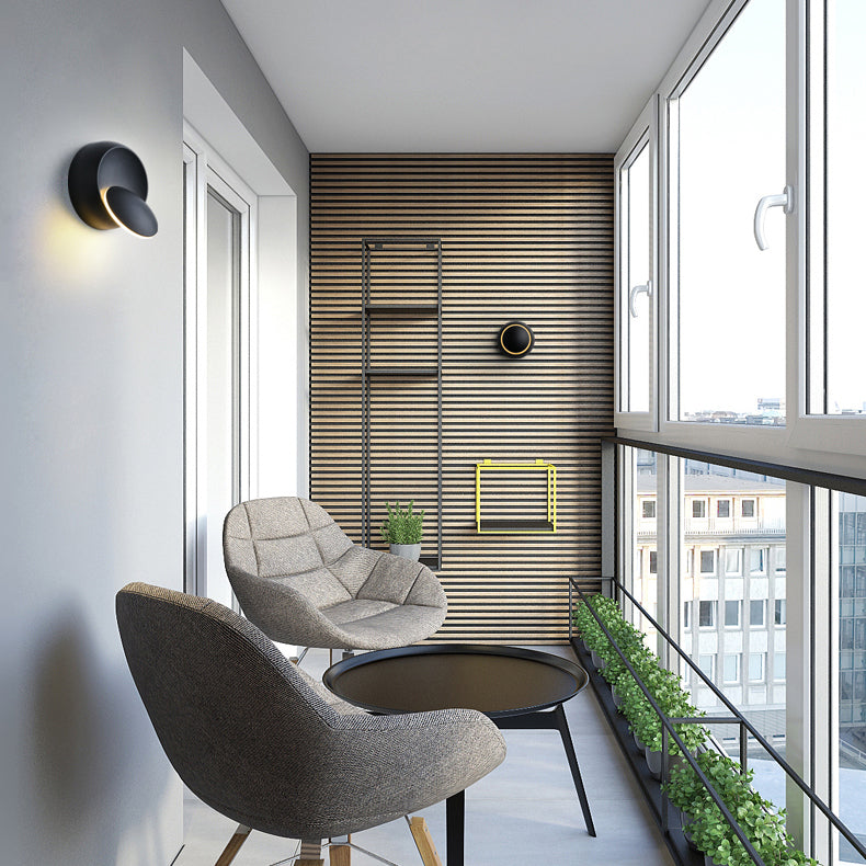 Hjemix | Moderne nordisk jern rund eklips roterbar LED vegglampe for nattbord
