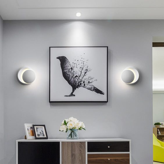 Hjemix | Moderne nordisk jern rund eklips roterbar LED vegglampe for nattbord