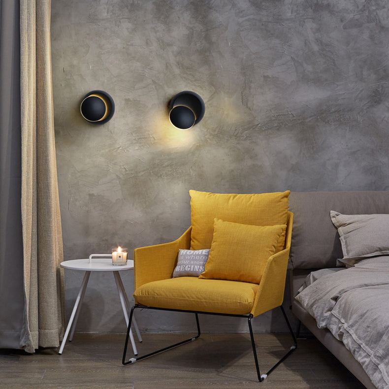 Hjemix | Moderne nordisk jern rund eklips roterbar LED vegglampe for nattbord