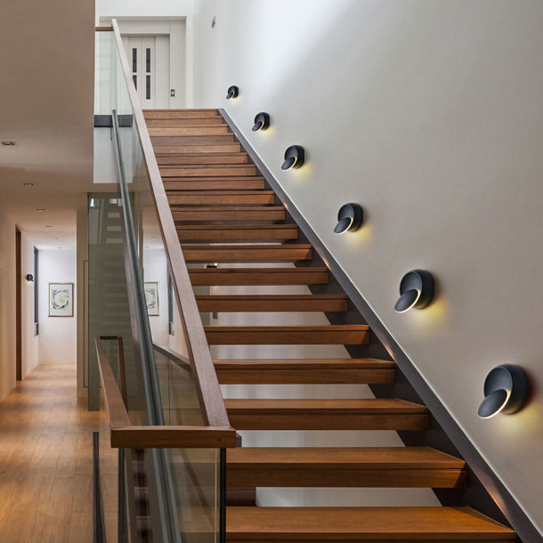 Hjemix | Moderne nordisk jern rund eklips roterbar LED vegglampe for nattbord