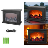 Hjemix | Contemporary Retro ABS Simulert Flamme Peis Rundt Batteri Rektangulær LED Bordlampe For Stue