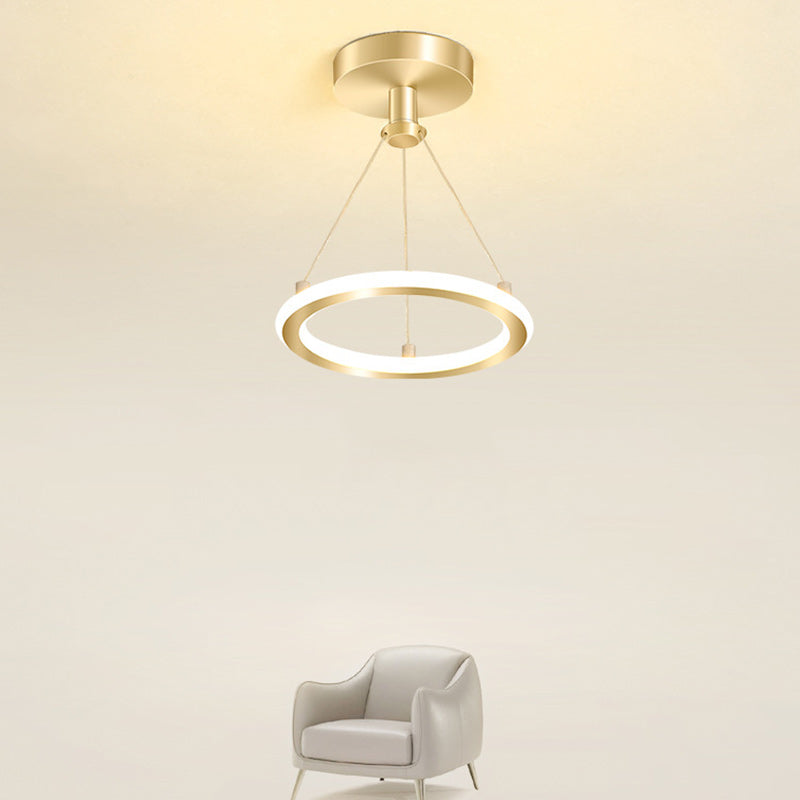 Hjemix | Moderne Nordisk Rund Metall Silica LED Semi-Flush Mount Taklampe for Korridor