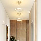 Hjemix | Moderne Nordisk Rund Metall Silica LED Semi-Flush Mount Taklampe for Korridor