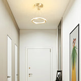 Hjemix | Moderne Nordisk Rund Metall Silica LED Semi-Flush Mount Taklampe for Korridor