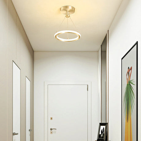 Hjemix | Moderne Nordisk Rund Metall Silica LED Semi-Flush Mount Taklampe for Korridor
