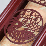 Hjemix | Tradisjonell kinesisk tre-PVC sylinderlykt med utskåret fisk 1-lampe pendellampe for spisestuen