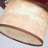 Hjemix | Tradisjonell kinesisk tre-PVC sylinderlykt med utskåret fisk 1-lampe pendellampe for spisestuen