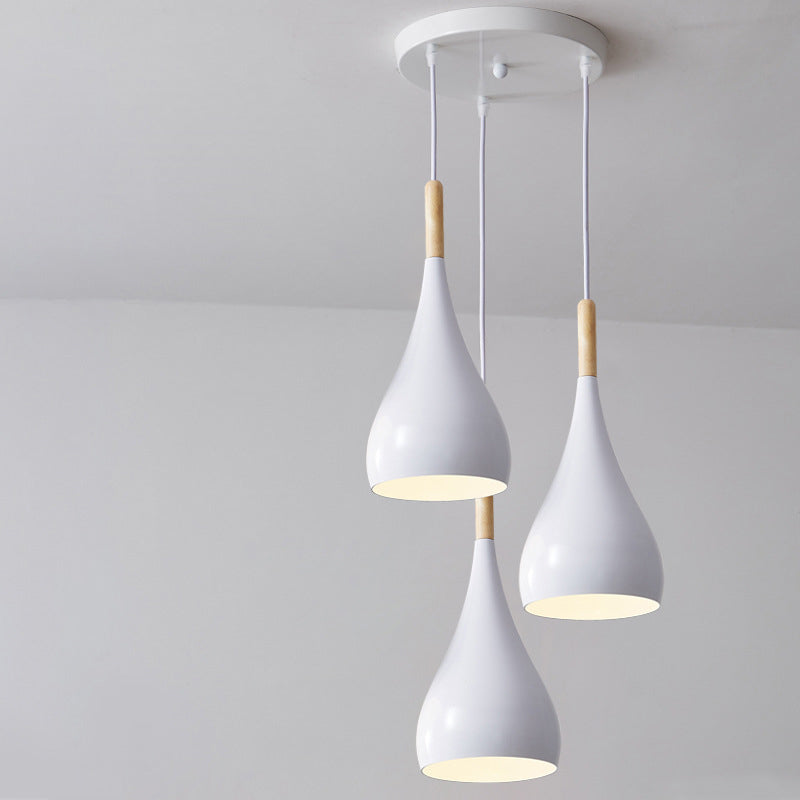 Hjemix | Nordic Iron Wood Aluminium Pumpkin Water Drop 1-Lyskilde Pendellampe for Spisestue