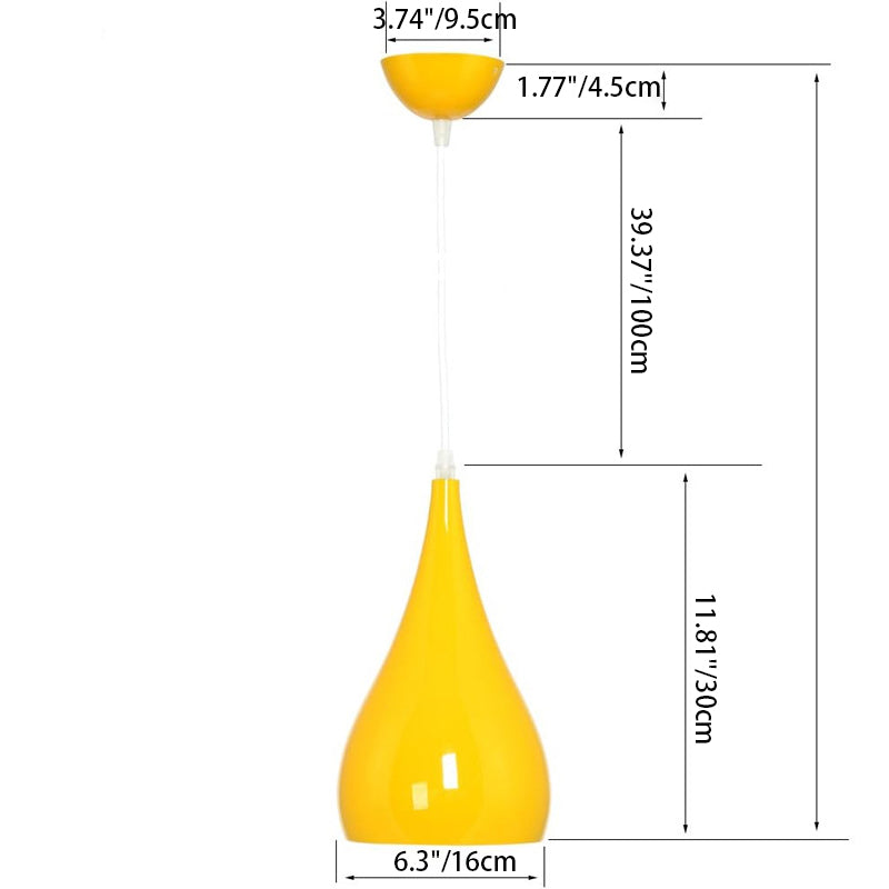 Hjemix | Nordic Iron Wood Aluminium Pumpkin Water Drop 1-Lyskilde Pendellampe for Spisestue